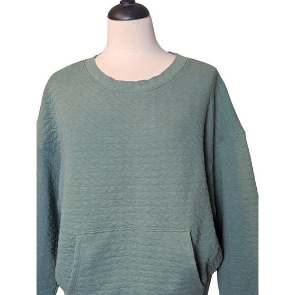 All In Motion XL Teal Textured Cropped Sweatshirt With Front Pocket - Picture 2 of 6